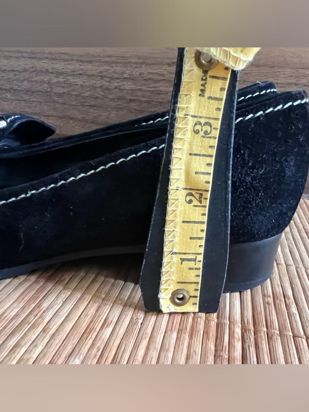 Prada Black Suede Loafers With Silver Tone Buckle Contrast Stitching Sz 36 Italy - Picture 12 of 16